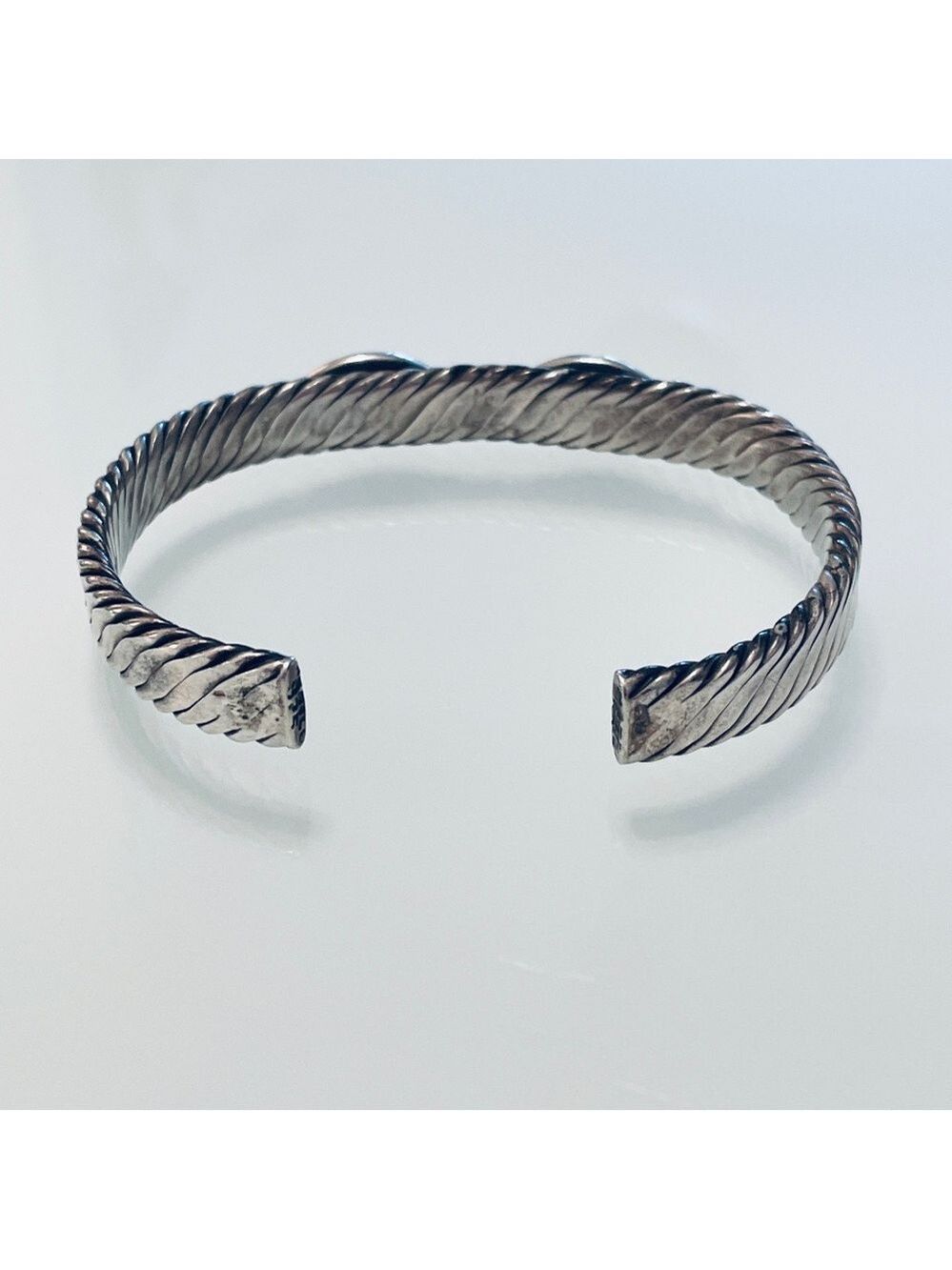 Vintage Mexico Turquoise Cable Design Cuff Bracelet in 925 Sterling Silv… - Picture 6 of 9